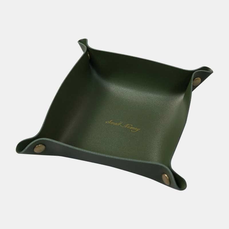 Leather Valet Tray Premium Catchall Trays Soft Foldable Table Desk Organizer