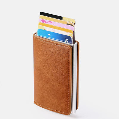 RFID Credit Card Holder With Hand-Push Metal Card Case