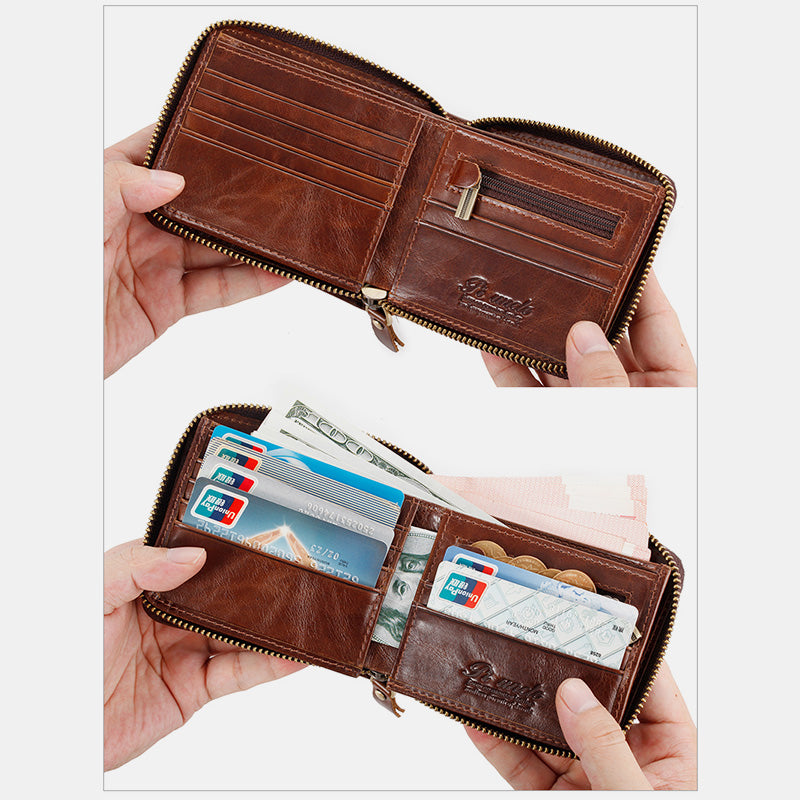 RFID Large Capacity Vintage Short Wallet