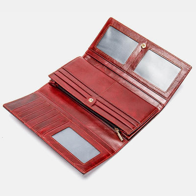 Multi-Slot Real Leather Retro Wallet