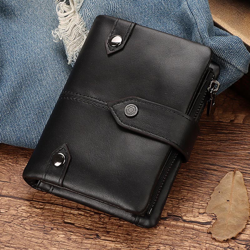 Billfold Passcase Wallets for Men Women Durable Genuine Leather Wallet