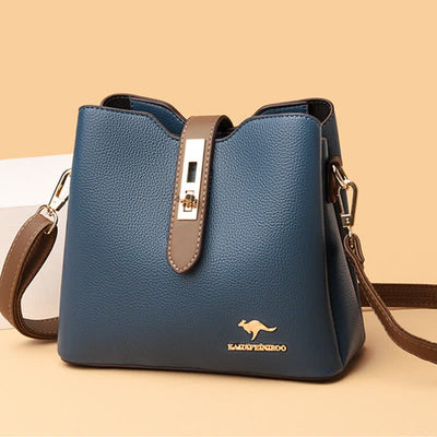 Triple Compartment Small Crossbody Bag for Women Leather Shoulder Purses Handbag