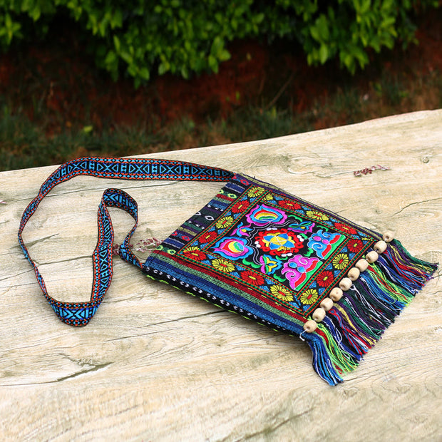 Folk Custom Shoulder Bag Women Vintage Embroidery Canvas Crossbody Bag