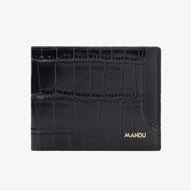 RFID Zipper Wallet For Men Stone Print Leather Purse