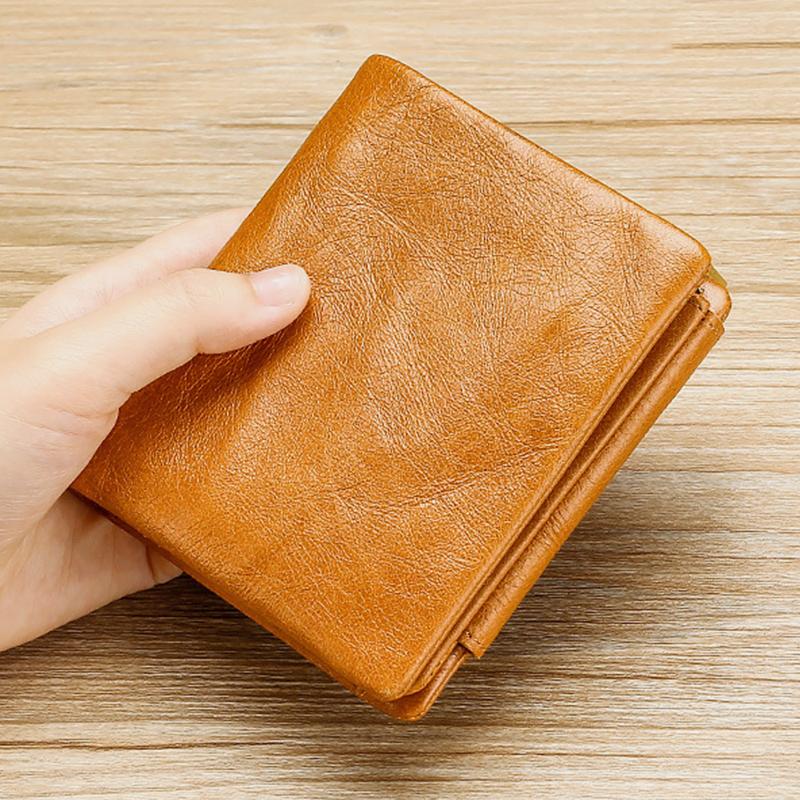 Genuine Leather RFID Trifold Vintage Wallet