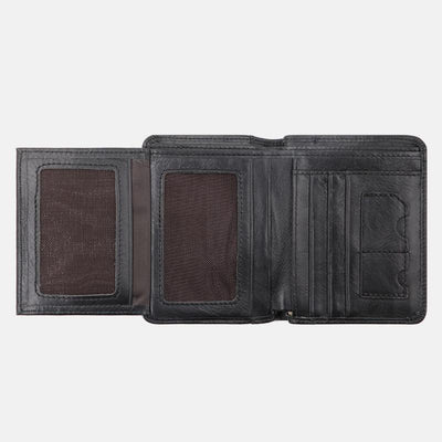 Large Capacity RFID Bifold Real Leather Wallet