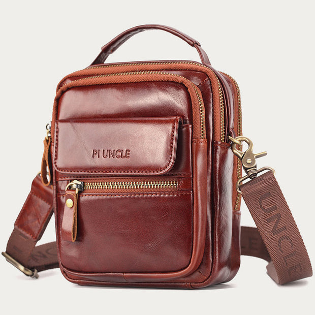 Messenger Bag For Men Business Small Portable Leather Crossbody Bag