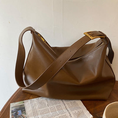 Soft Leather Tote Women Wide Strap Vintage Crossbody Satchel Purse