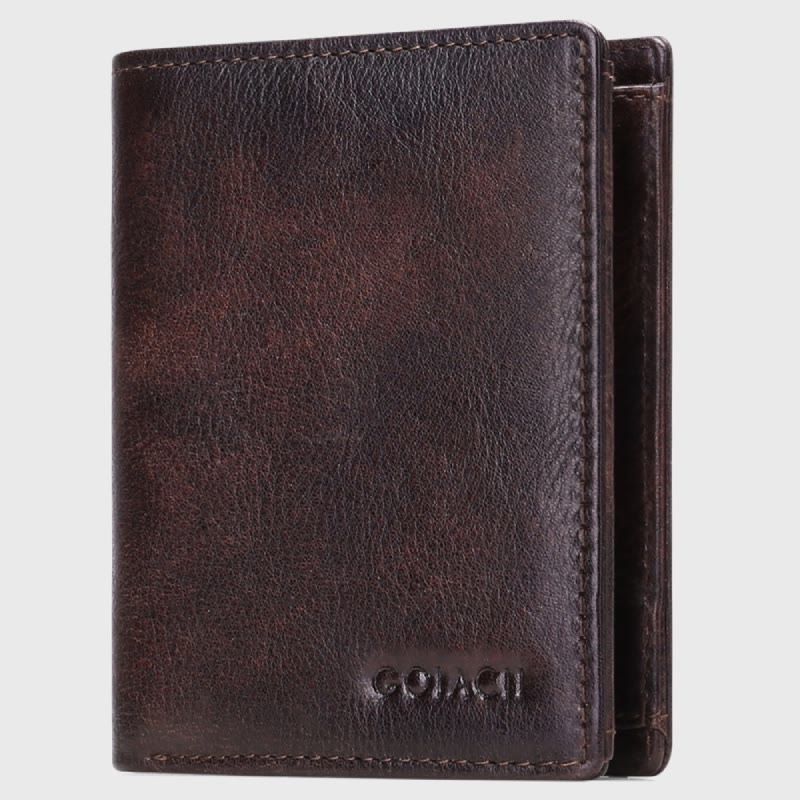 Men Vertical Wallet RFID Blocking Bifold Leather Gentle Purse