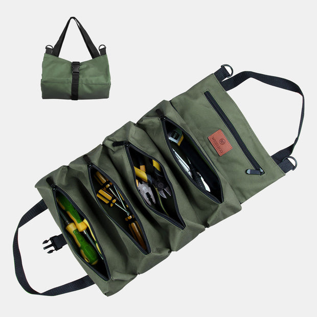 Tool Roll Bag Organizer Heavy Duty Tool Handbag with 5 Tool Pouches