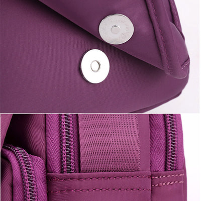 Functional Women Purse Multi-Pocket Solid Color Nylon Crossbody Bag Shoulder Bag