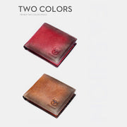 Genuine Leather RFID Multi-Slot Gradient Short Wallet