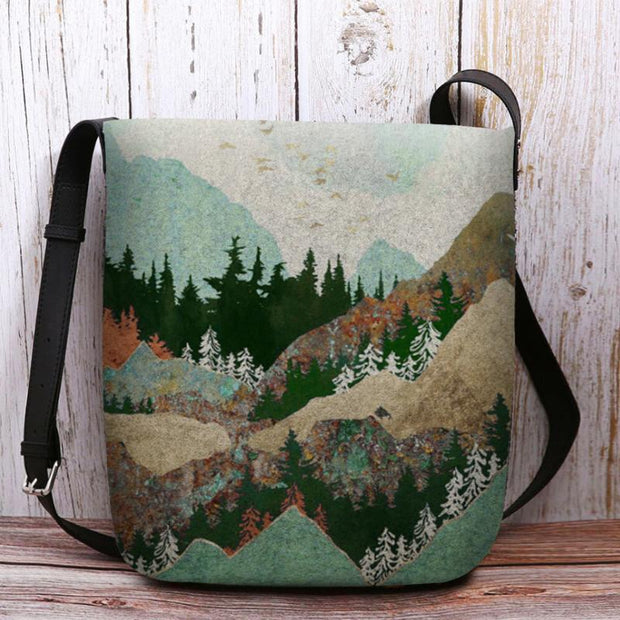 Mountain Treetop Print Bag Crossbody Bag Shoulder Bag