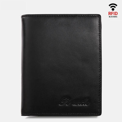 RFID Vertical Genuine Leather Multi-Slot Wallet