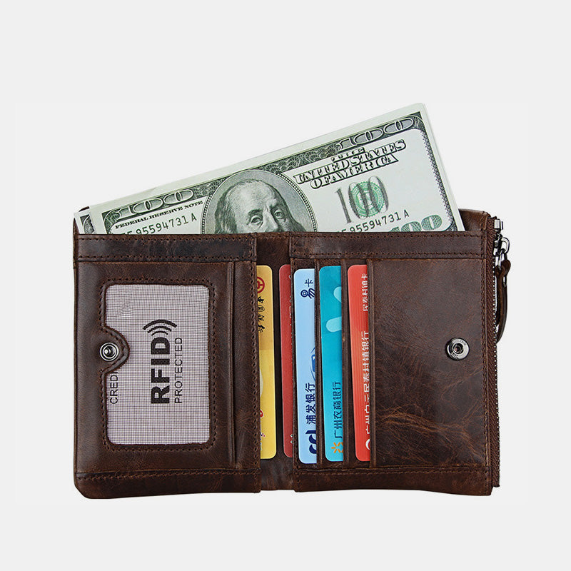 RFID Crazy Horse Leather Wallet