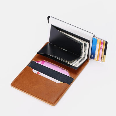 RFID Credit Card Holder With Hand-Push Metal Card Case