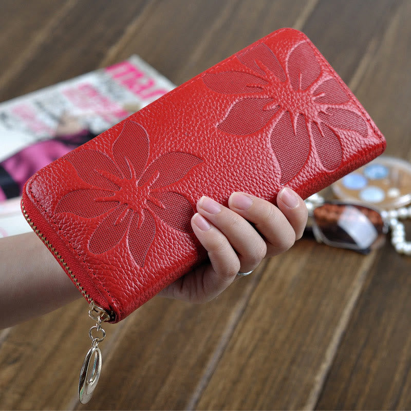 Wallet For Women Flower Print Large Capacity Long Cash Purse