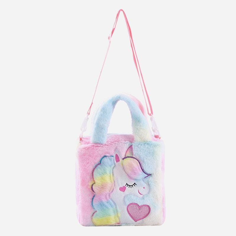 Handbag For Kids Cute Cartoon Embroidered Plush Unicorn Crossbody Bag