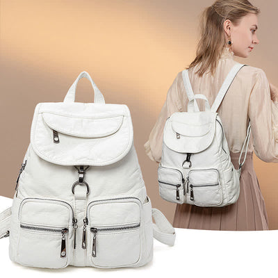 Soft Leather Travel Backpack Small Waterproof Casual Daypack Backpacks for Women