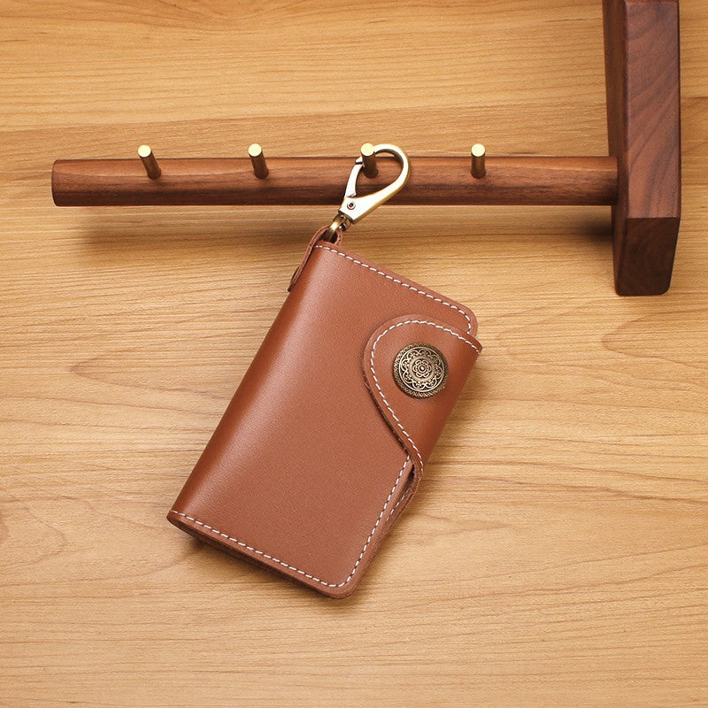 Multifunctional Leather Card Holder Ultra Thin Mini Key Ring Wallet