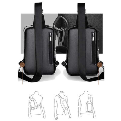 Men's Leather Sling Backpack Chest Crossbody Shoulder Bag for Travel Hiking