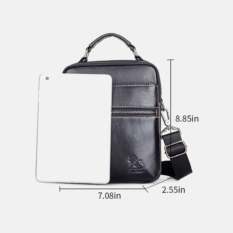 Genuine Leather Multifunction Multi-pockets Crossbody Bag