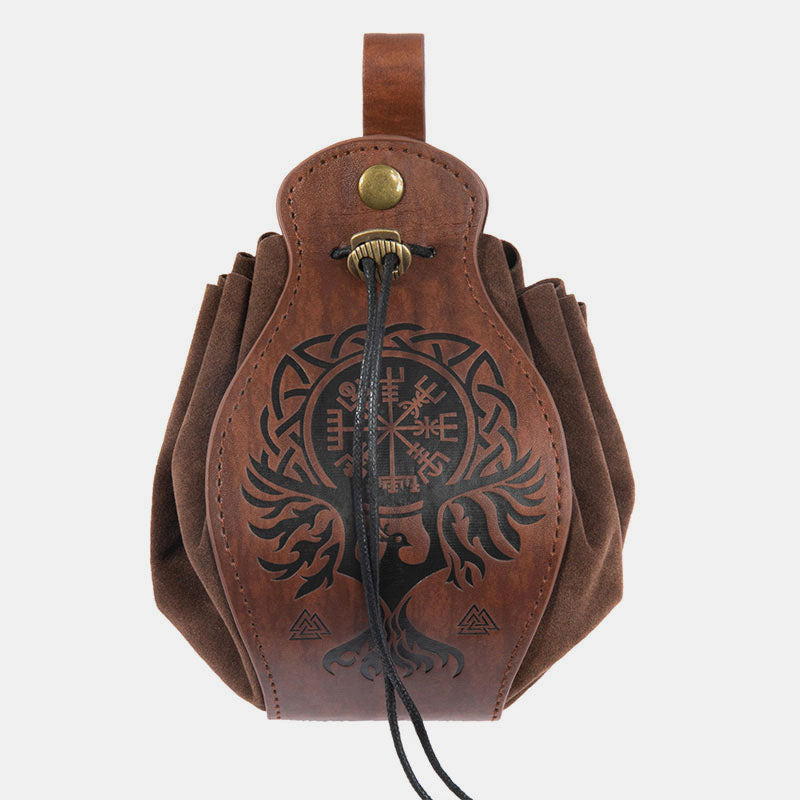 Leather Pouch Holster Portable Drawstring Purse LARP Renaissance Waist Bag