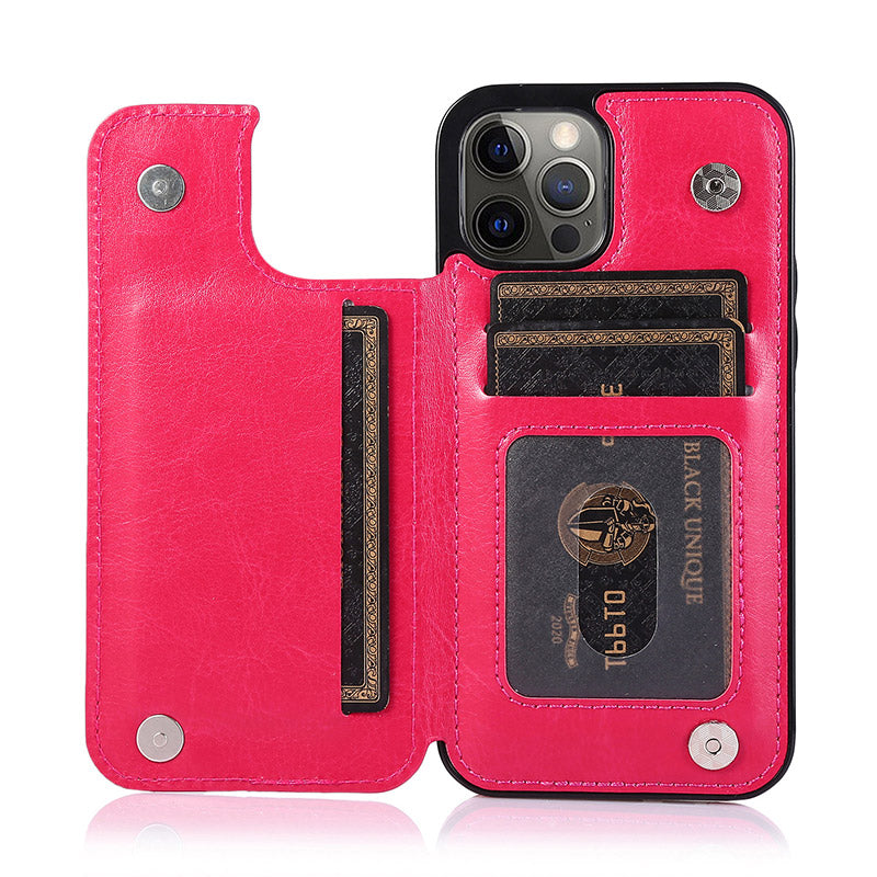 Compatible with iPhone 13 Pro Max Wallet Case Double Magnetic Clasp with Card Holder