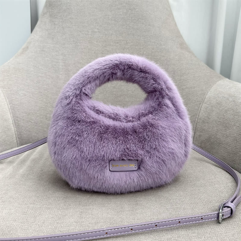 Faux Fur Purse For Women Adjustable Strap Small Crossbody Bag