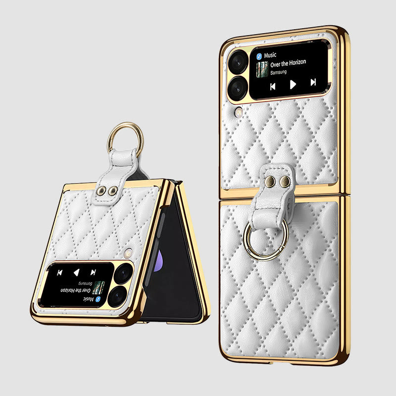 Phone Case For Z Flip Folding Rhombic Style Ring Case