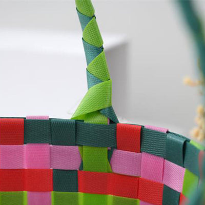 Cute Christmas Pattern Handbag For Holiday Woven Basket Bag