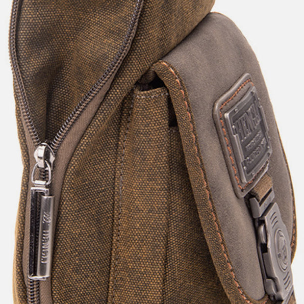 Multifunctional Canvas Chest Bag For Men Leisure Crossbody Riding Bag