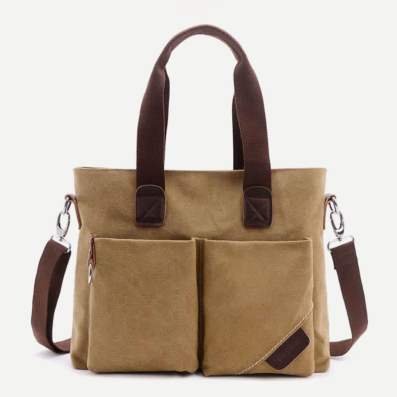 Canvas Shoulder Bag for Women Men Retro Casual Handbags Work Tote