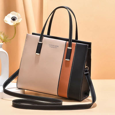 Women Top Handle Bag Fashion Leather Crossbody Colorblock Ladies Handbag Satchel