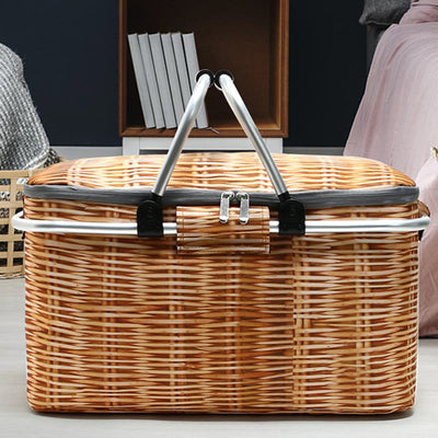 Cooler Bag For Beach Outing Foldable Thicken Oxford Picnic Basket