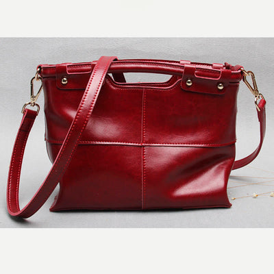 Top-Handle Bag For Women Riveted Cowhide Leather Crossbody Tote Bag