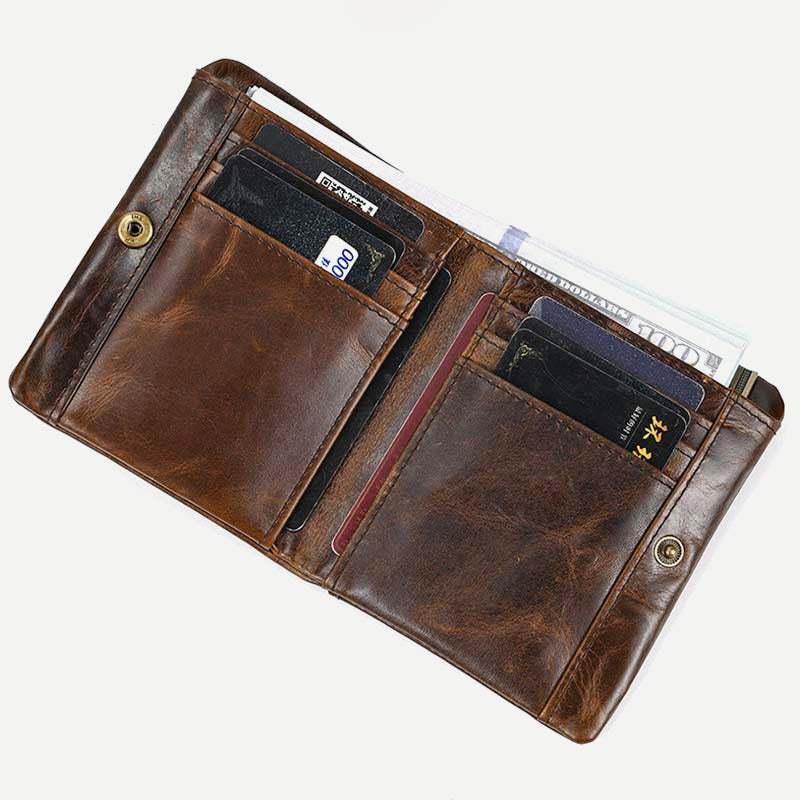 Retro Men's Leather Wallet Bifold Design Slim Holder 6-10 Cards