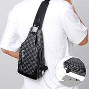 Limited Stock: Double Layer PU Leather Sling Bag Plaid Crossbody Bag