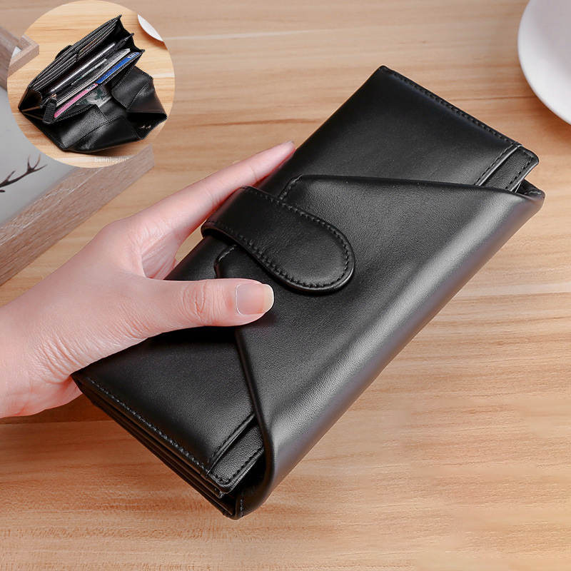 Retro Multi-Slot Genuine Leather Long Purse