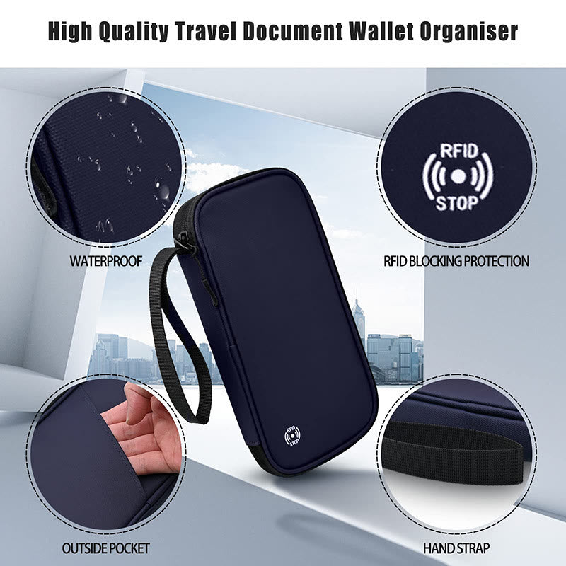 Multifunctional Storage Bag For Travel Waterproof RFID Passport Holder