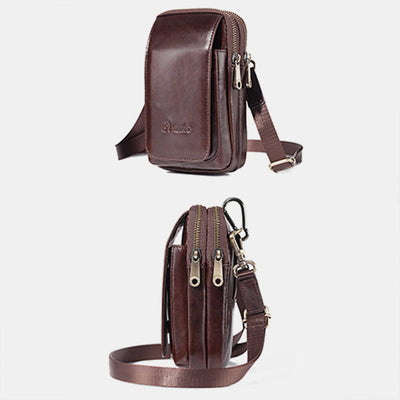 Genuine Leather Multifunctional Belt Loop Pouch Phone Bag Crossbody Bag