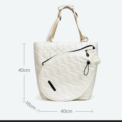 Women Nylon Racket Bag White Outdoor Badminton Sports Shoulder Bag