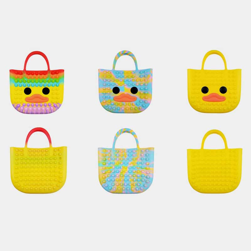 Handbag for Child Cute Duck Colorful Decompress Silicone Beach Bag