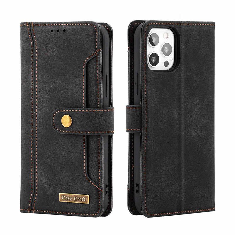 iPhone 13 12 11 Wallet Case Flip Magnetic PU Leather Cover with Kickstand Card Slot