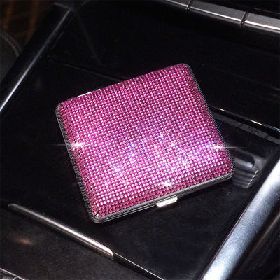 Portable Sparkle Cigarette Box Diamond Encrusted Metal Case For Women