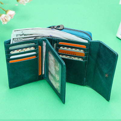 Multifunctional Genuine Leather Short Wallet