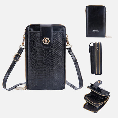 Solid Snakeskin Grain Phone Bag For Women Elegant Crossbody Wallet