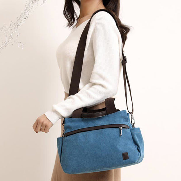 Women's Canvas Hobo Handbags Shoulder Tote Multi-Pocket Crossbody Bag