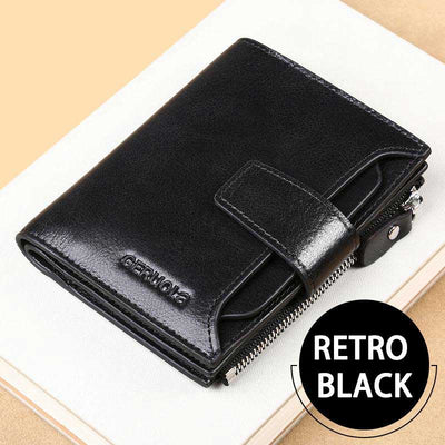 RFID Men's Real Cowhide Detachable Short Wallet