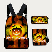 Backpack For Halloween Festival Skull Pattern Waterproof Bag Set